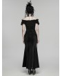 Punk Rave Black Gothic Ruffle Lace Off Shoulder Shirt for Women
