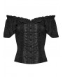 Punk Rave Black Gothic Ruffle Lace Off Shoulder Shirt for Women