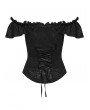 Punk Rave Black Gothic Ruffle Lace Off Shoulder Shirt for Women