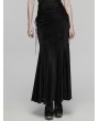 Punk Rave Black Gothic Lace Velvet Drawstring Fishtail Skirt