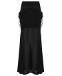 Punk Rave Black Gothic Lace Velvet Drawstring Fishtail Skirt
