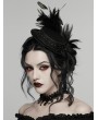 Punk Rave Black Gothic Feather Ribbon Format Hat