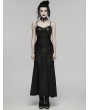 Punk Rave Black Gothic Lace Decal Sexy Fishtail Long Slip Dress