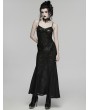 Punk Rave Black Gothic Lace Decal Sexy Fishtail Long Slip Dress