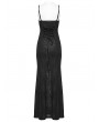 Punk Rave Black Gothic Lace Decal Sexy Fishtail Long Slip Dress