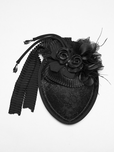 Punk Rave Black Gothic Rose Ribbon Formal Hat