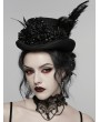 Punk Rave Black Gothic Retro Feather Formal Hat