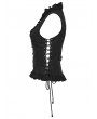 Punk Rave Black Gothic Ruffle V-Neck Drawstring Vest for Women
