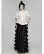 Punk Rave White Gothic Classical Ruffle Short Sleeve Shirt for Women