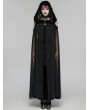 Punk Rave Black Gothic Perspective Mesh Magic Hooded Long Cape for Women