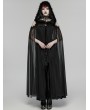 Punk Rave Black Gothic Perspective Mesh Magic Hooded Long Cape for Women
