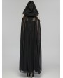 Punk Rave Black Gothic Perspective Mesh Magic Hooded Long Cape for Women
