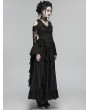 Punk Rave Black Gothic Gorgeous Fairy Lace Flared Sleeve Long Party Dress