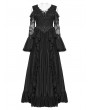 Punk Rave Black Gothic Gorgeous Fairy Lace Flared Sleeve Long Party Dress