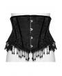 Punk Rave Black Gothic Rose Bead Tassel Corset Waistband