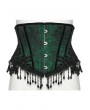 Punk Rave Black and Green Gothic Rose Bead Tassel Corset Waistband