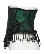 Punk Rave Black and Green Gothic Rose Bead Tassel Corset Waistband