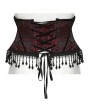 Punk Rave Black and Red Gothic Rose Bead Tassel Corset Waistband