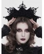 Devil Fashion Black Gothic Velevt Rose Beaded Chain Bat Wing Headband