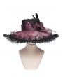 Devil Fashion Gothic Red Rose Lace Feathered Victorian Hat