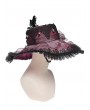 Devil Fashion Gothic Red Rose Lace Feathered Victorian Hat