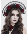 Devil Fashion Black and Red Gothic Rose Lace Applique Hat