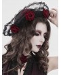 Devil Fashion Black and Red Gothic Rose Lace Applique Hat