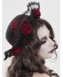 Devil Fashion Black and Red Gothic Rose Lace Applique Hat