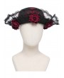 Devil Fashion Black and Red Gothic Rose Lace Applique Hat