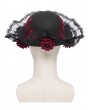 Devil Fashion Black and Red Gothic Rose Lace Applique Hat