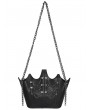 Devil Fashion Black Gothic Punk Leather Chained Shoulder Bag