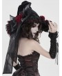 Devil Fashion Black and Red Retro Gothic Rose Pointy Witch Hat