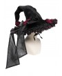 Devil Fashion Black and Red Retro Gothic Rose Pointy Witch Hat