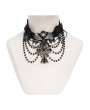 Devil Fashion Black Gothic Rose Cross Beaded Chain Choker Necklace