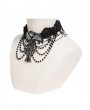 Devil Fashion Black Gothic Rose Cross Beaded Chain Choker Necklace