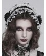 Devil Fashion White and Black Gothic Rose Lace Bonnet Headband