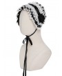 Devil Fashion White and Black Gothic Rose Lace Bonnet Headband