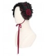 Devil Fashion Black and Red Gothic Rose Lace Bonnet Headband