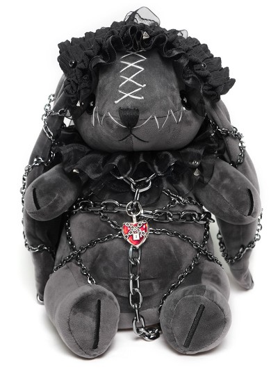 Devil Fashion Grey and Black Gothic Chain Harness Rag Doll
