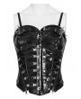 Devil Fashion Black Gothic Punk Spiked Leather Corset Top for Women