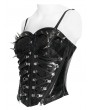 Devil Fashion Black Gothic Punk Spiked Leather Corset Top for Women