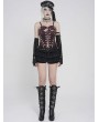 Devil Fashion Dark Red Gothic Punk Spiked Leather Corset Top for Women