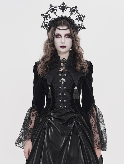 Devil Fashion Black Gothic Retro Bat Collar Tailcoat for Women