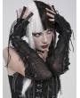 Devil Fashion Black Punk Gothic Lace-Up Mesh Zip Gloves