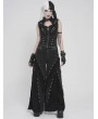 Devil Fashion Black Gothic Distressed Eyelet Punk Wide Leg Pants for Women