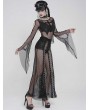 Devil Fashion Black Gothic Punk Chained Mesh Perspective Pants for Women