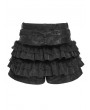 Devil Fashion Black Gothic Fur Trim Frill Hot Pants for Women