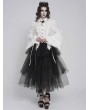 Devil Fashion White Retro Gothic Long Flared Sleeve Beaded Ruffle Shirt for Women