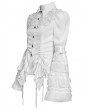 Devil Fashion White Retro Gothic Long Flared Sleeve Beaded Ruffle Shirt for Women