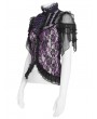 Devil Fashion Black and Purple Retro Gothic Floral Lace Mesh Shirt for Women